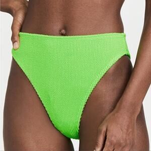 Good American Neon Green Chartreuse Always Fits Smocked Bikini Bottoms 00/0 NWOT